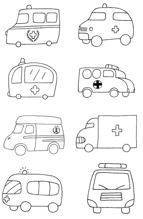 幼儿救护车简笔画图片